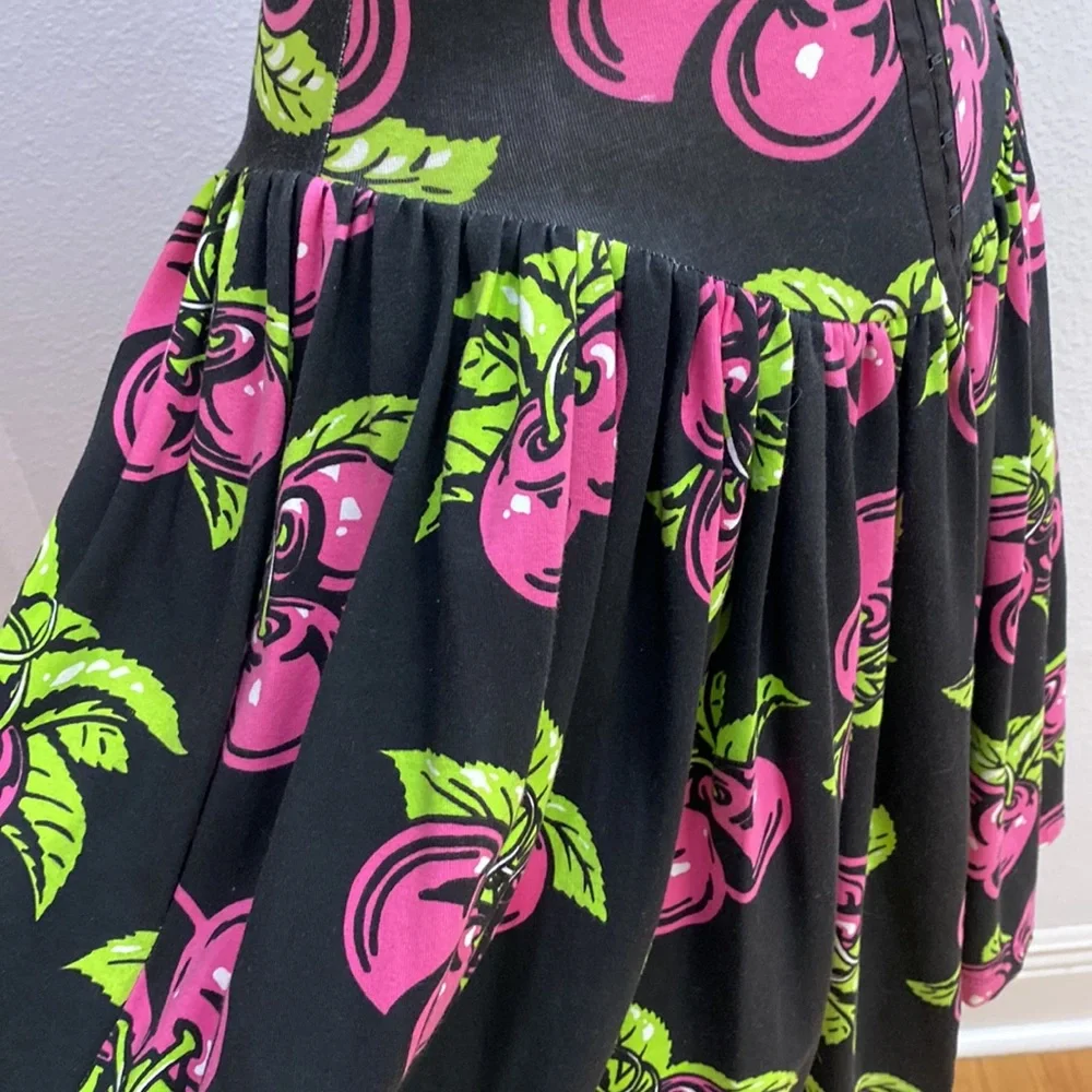Vintage ๐ 80s Y2k Betsey Johnson Punk Label Archive Cherry Cotton-Lycra Dress - Picture 6 of 9